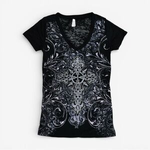 ZONA LIBRE Late 2000s Deadstock Burnout Affliction-core Cross Top